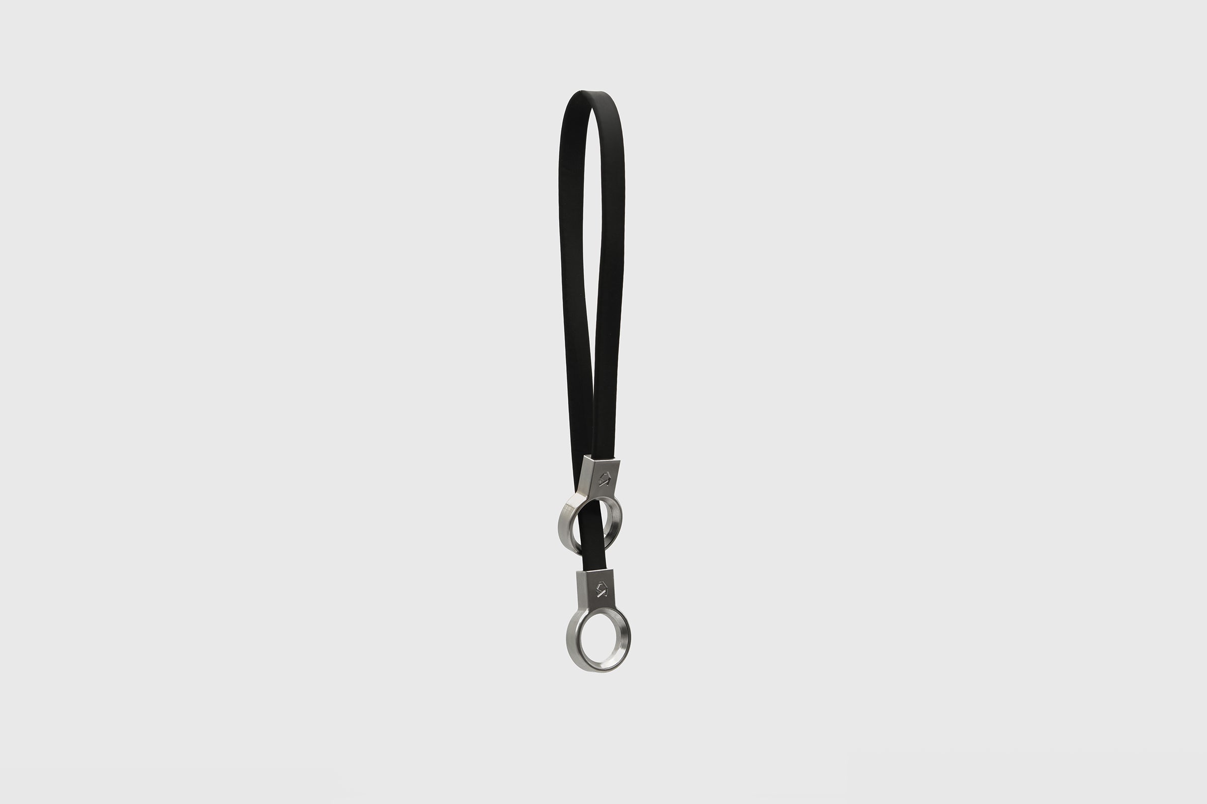 Full view of the Little Lupo Collar C3, a minimalist black dog slip collar made from flexible coated tactical nylon webbing with sleek CNC machined stainless steel hardware.